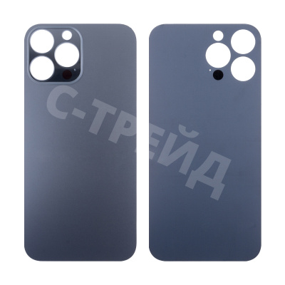 Задняя крышка для iPhone 13 Pro Max (A2645) Серый (стекло, широкий вырез под камеру, логотип)