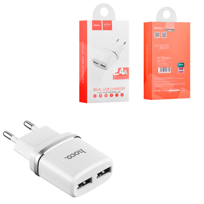 Сетевое зарядное устройство USB Hoco C12 (12W, 2 порта) Белый