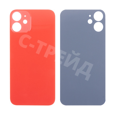 Задняя крышка для iPhone 12 mini (A2399) Красный (стекло, монолит, широкий вырез под камеру, логотип) - Премиум