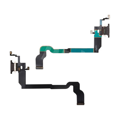 Шлейф для iPhone X (A1865/A1901) на системный разъем/микрофон Черный - Премиум