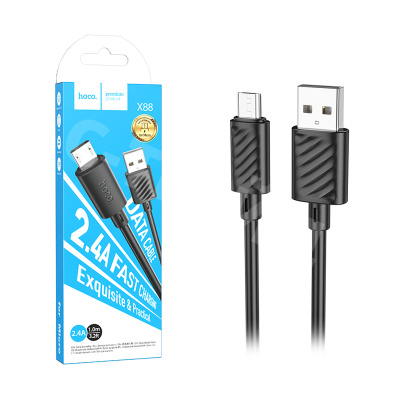 Кабель USB - MicroUSB Hoco X88 (2.4A, 2 м) Черный