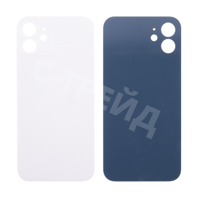 Задняя крышка для iPhone 12 (A2403) Белый (стекло, монолит, широкий вырез под камеру, логотип) - Премиум