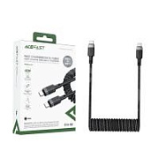 Кабель Type-C - Type-C Acefast C14-03 (3A, 60W, PD, пружинный, оплетка нейлон, 1.2 м) Черный