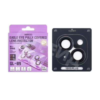 Защитное стекло линзы камеры Remax GL-89 для iPhone 15/15 Plus (комплект 2 шт.) Черный