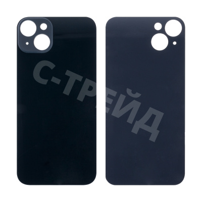 Задняя крышка для iPhone 14 Plus (A2887) Черный (стекло, широкий вырез под камеру, логотип)