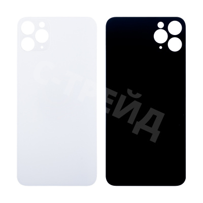 Задняя крышка для iPhone 11 Pro Max (A2218) Белый (стекло, широкий вырез под камеру, логотип)