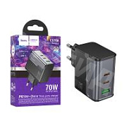 Сетевое зарядное устройство USB/Type-C Hoco CS75A (70W, QC3.0, PD, 3 порта) Черный