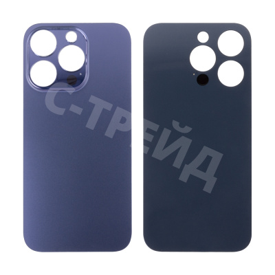 Задняя крышка для iPhone 14 Pro (A2891) Темно-фиолетовый (стекло, монолит, широкий вырез под камеру, логотип) - Премиум