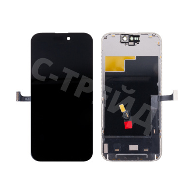 Дисплей для iPhone 15 Pro (A3102) в сборе с тачскрином Черный - (Soft OLED, Full HD, 120 Гц) (площадка под IC)