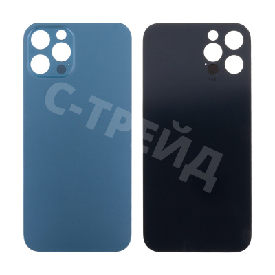 Задняя крышка для iPhone 12 Pro (A2407) Синий (стекло, узкий вырез под камеру, логотип) - Премиум