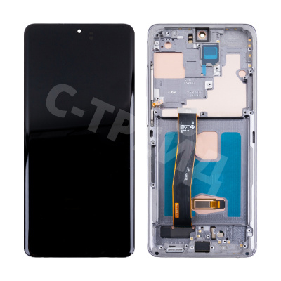 Дисплей для Samsung Galaxy S20 Ultra (G988B) модуль с рамкой Серый - (OLED) (Full Size)