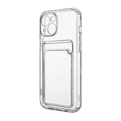 Чехол-накладка для iPhone 13 (с защитой камеры, карманом для карт, прозрачный)