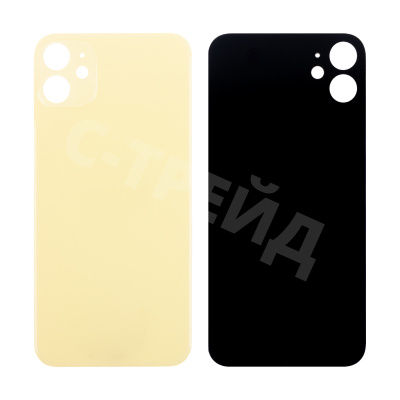 Задняя крышка для iPhone 11 (A2221) Желтый (стекло, монолит, широкий вырез под камеру, логотип) - Премиум