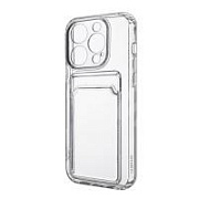 Чехол-накладка для iPhone 14 Pro (с защитой камеры, карманом для карт, прозрачный)