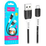 Кабель USB - MicroUSB Hoco X82 (2.4A, оплетка силикон, термостойкий) Черный