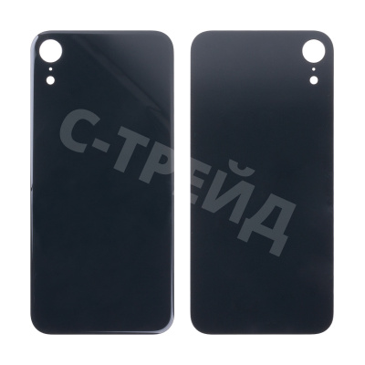Задняя крышка для iPhone Xr (A2105) Черный (стекло, монолит, широкий вырез под камеру, логотип) - Премиум