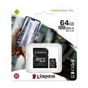Карта памяти MicroSDXC 64GB Class 10 Kingston Canvas Select Plus A1 100MB/s + SD адаптер