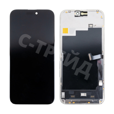 Дисплей для iPhone 15 Pro Max (A3106) в сборе с тачскрином Черный - (Soft OLED, Full HD, 120 Гц) (с верификацией)