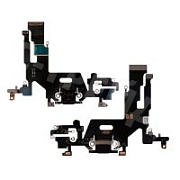 Шлейф для iPhone 11 (A2221) на системный разъем/микрофон Черный - Премиум