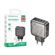 Сетевое зарядное устройство USB/Type-C Borofone BAS57A (67W, QС3.0, PD, 4 порта, GaN) Черный